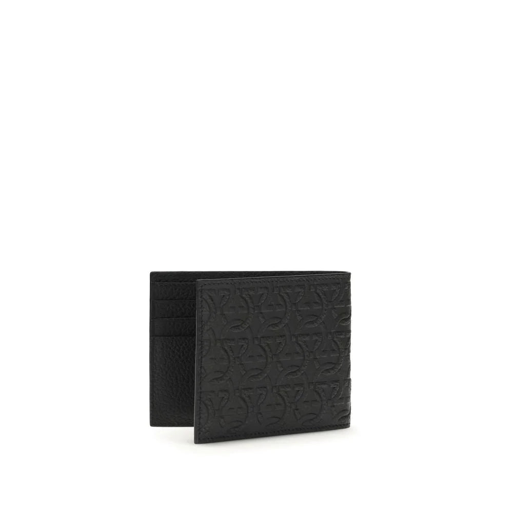 Ferragamo Black Calf Leather Bos Taurus Wallet
