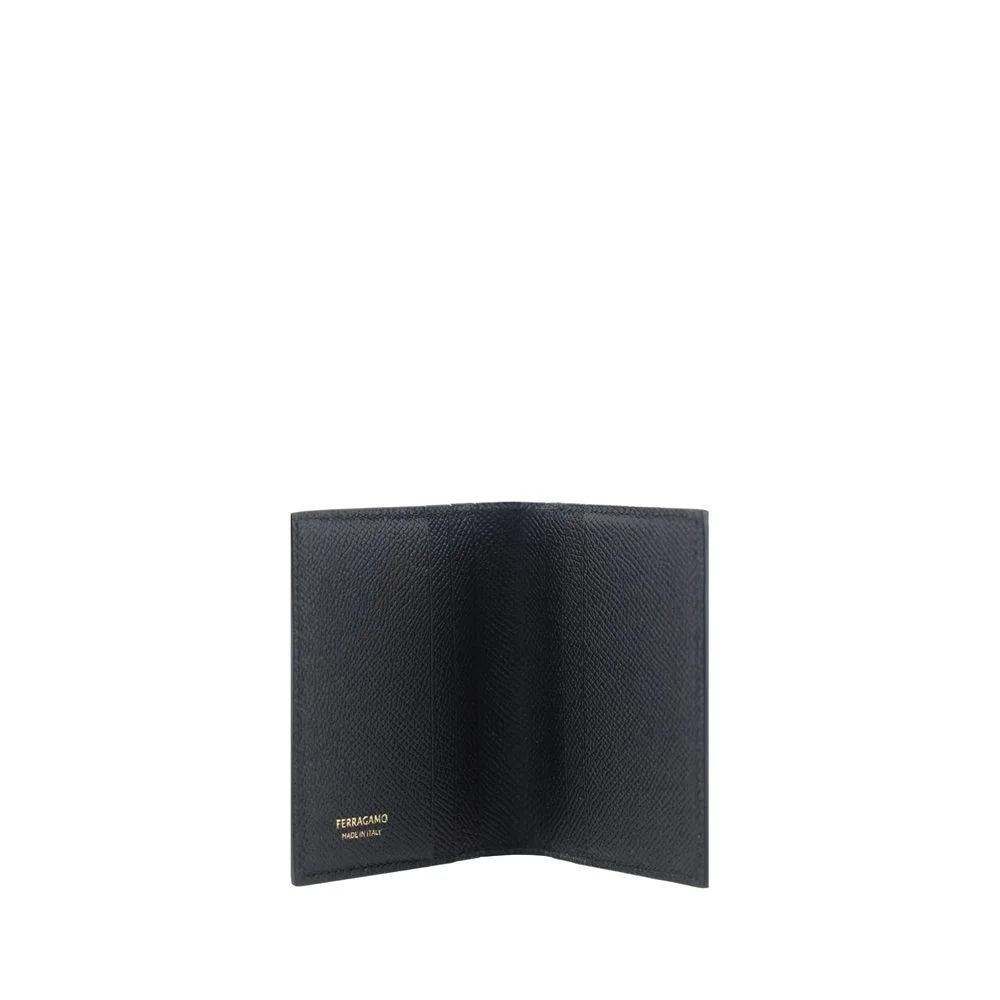 Ferragamo Black Calf Leather Bos Taurus Wallet