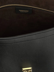 Ferragamo Black Calfskin Shoulder Bag