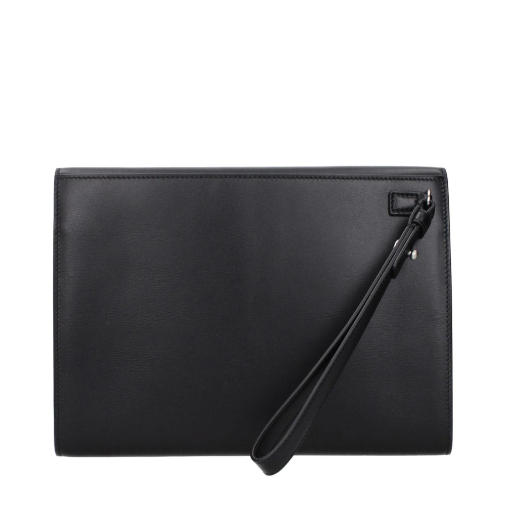 Ferragamo Black Leather Clutch Bag