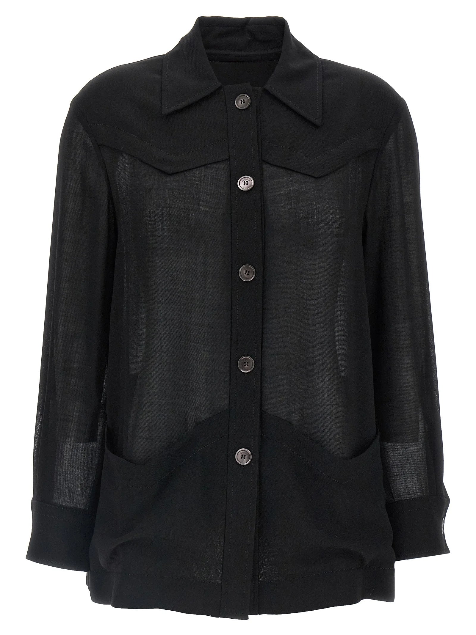 Ferragamo Black Virgin Wool Blouse - IT40