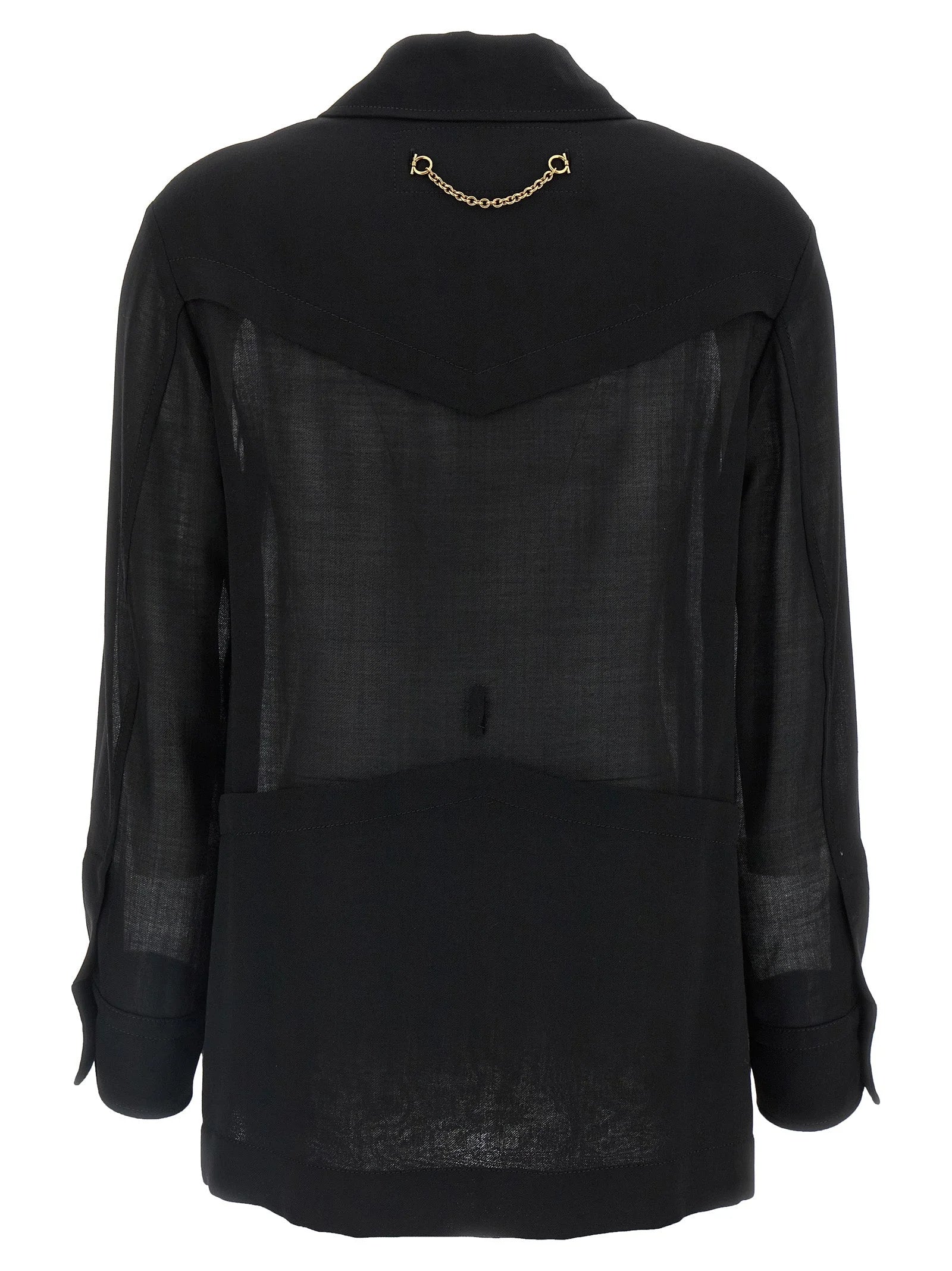 Ferragamo Black Virgin Wool Blouse - IT40