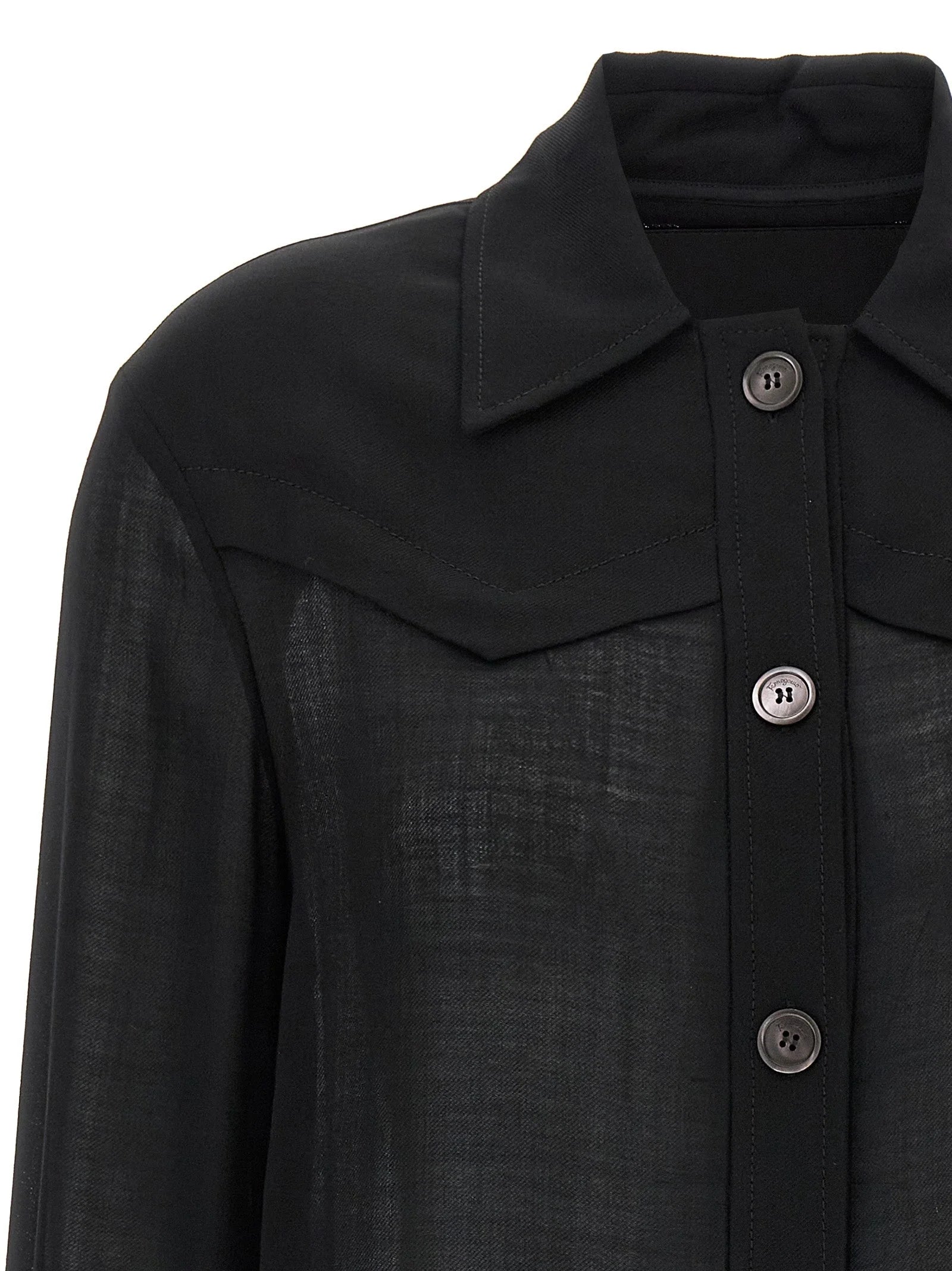 Ferragamo Black Virgin Wool Blouse - IT40