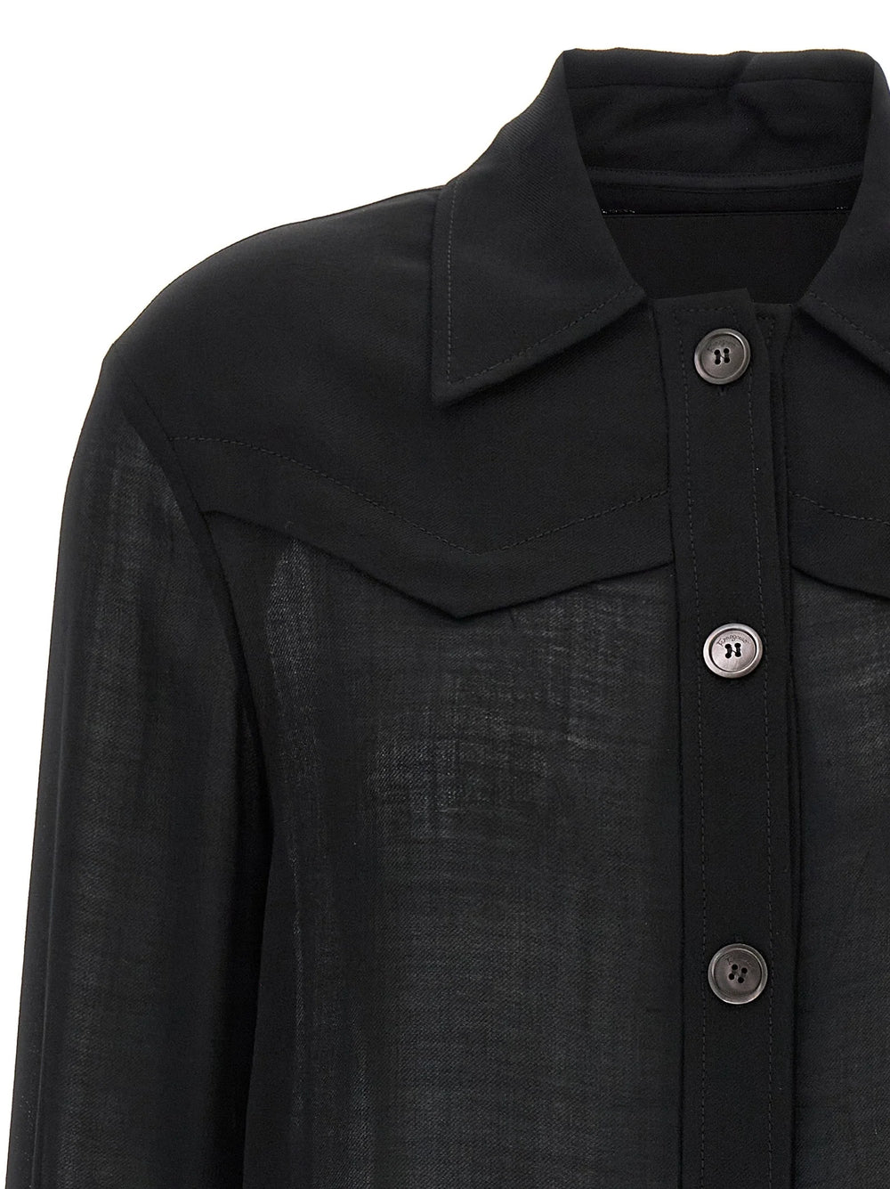 Ferragamo Black Virgin Wool Blouse - IT40
