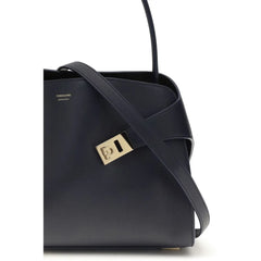 Ferragamo Blue Calf Leather Bos Taurus Shoulder Bag