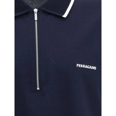 Ferragamo Blue Cotton Polo Shirt