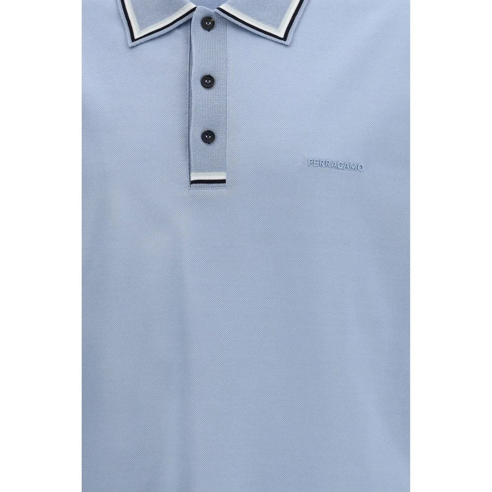 Polo en coton bleu Ferragamo