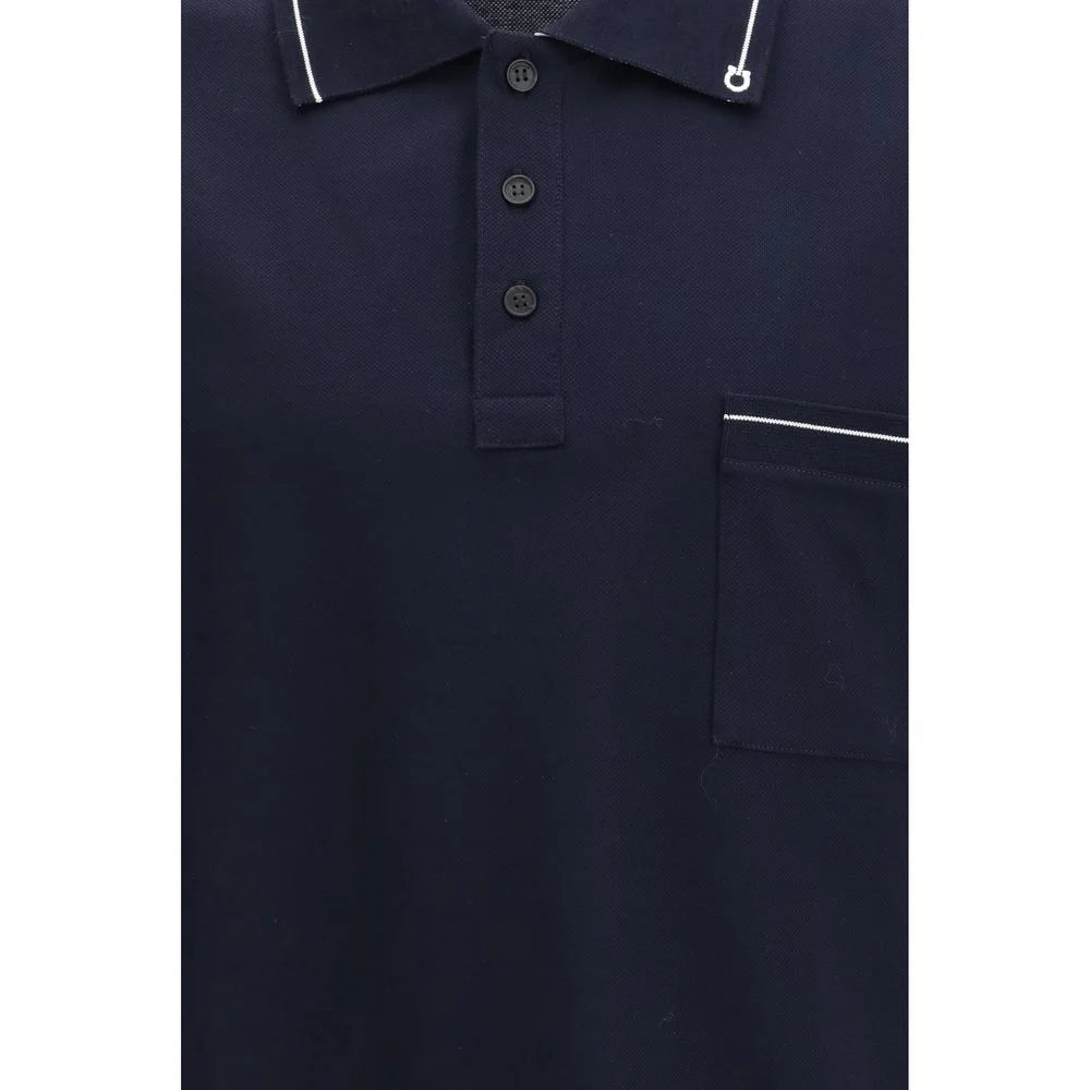 Ferragamo Blue Cotton Polo Shirt