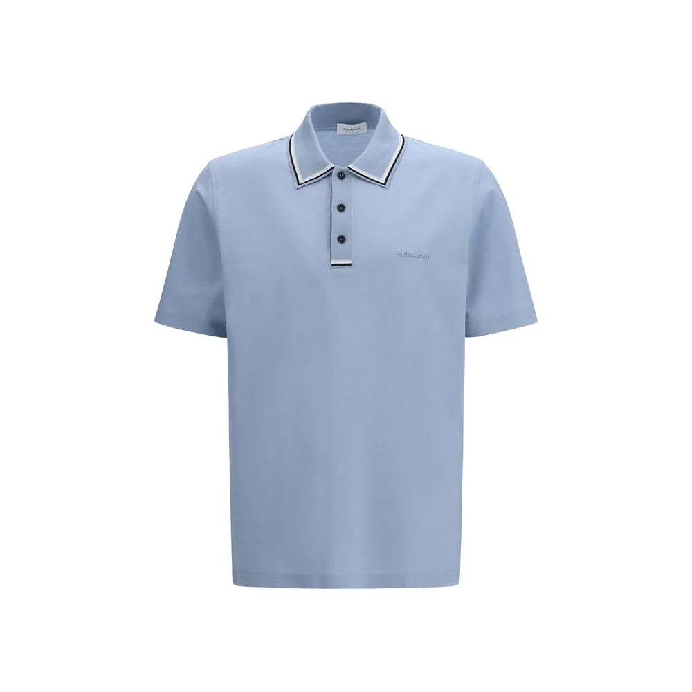 Polo en coton bleu Ferragamo