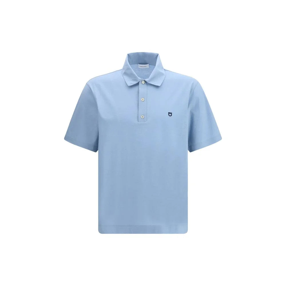 Polo en coton bleu Ferragamo