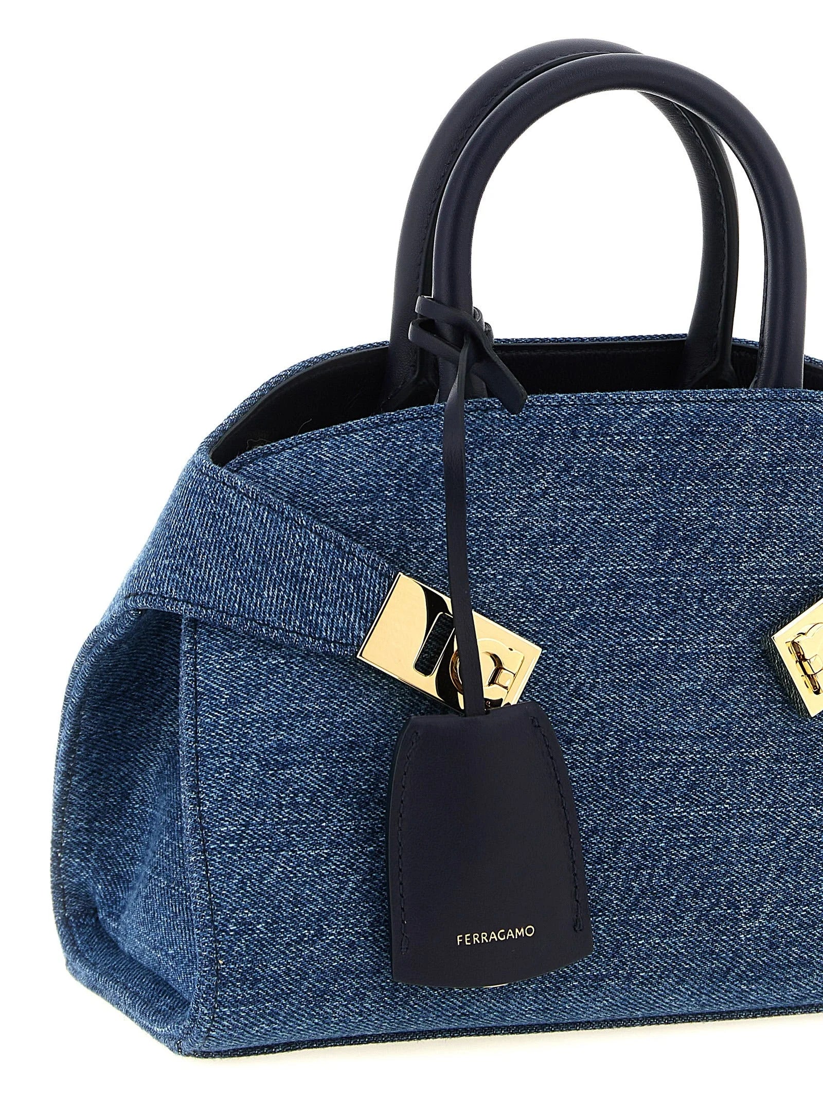 Ferragamo Blue Fabric Handbag