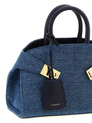 Ferragamo Blue Fabric Handbag