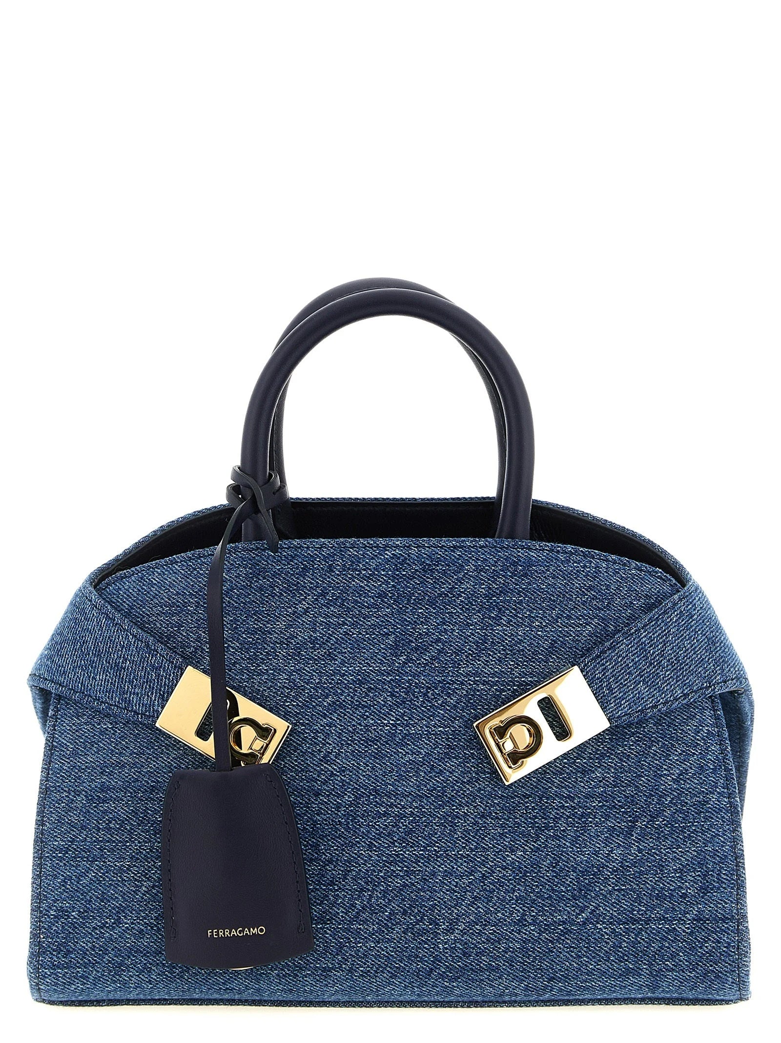 Ferragamo Blue Fabric Handbag