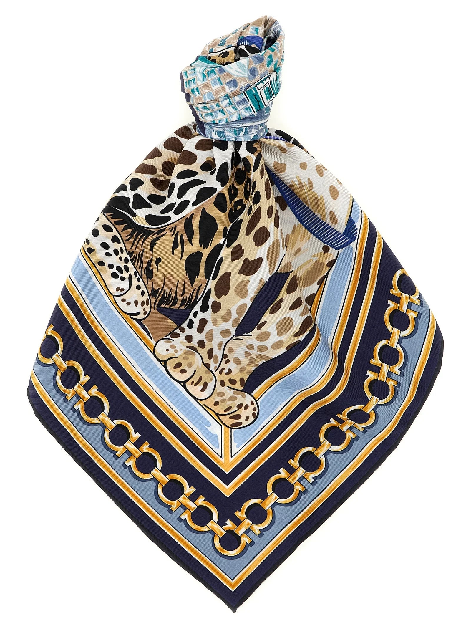Ferragamo Blue Silk Foulard