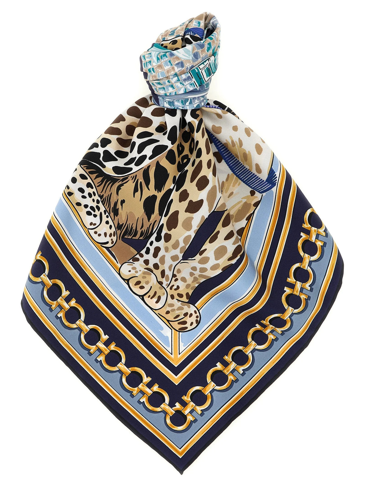 Ferragamo Blue Silk Foulard