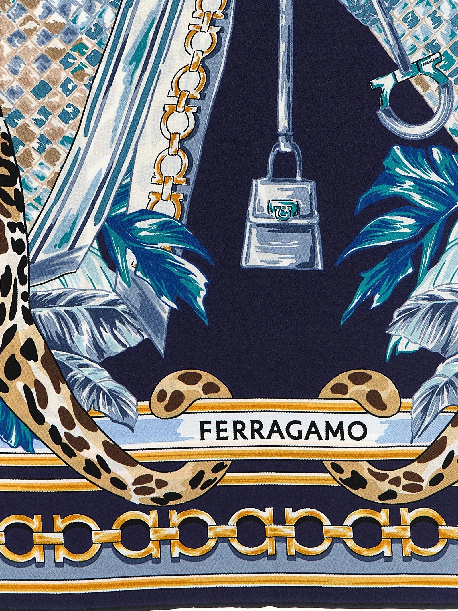 Ferragamo Blue Silk Foulard