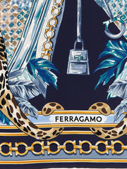 Ferragamo Blue Silk Foulard