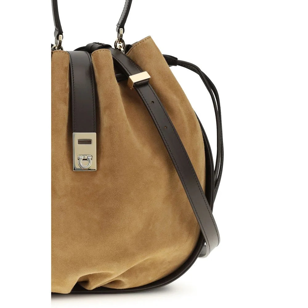 Sac bandoulière en cuir de veau marron Ferragamo