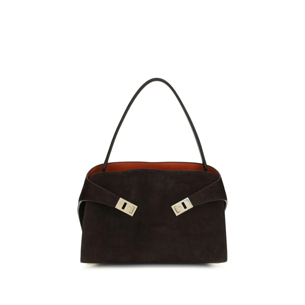 Ferragamo Brown Calf Leather Bos Taurus Shoulder Bag