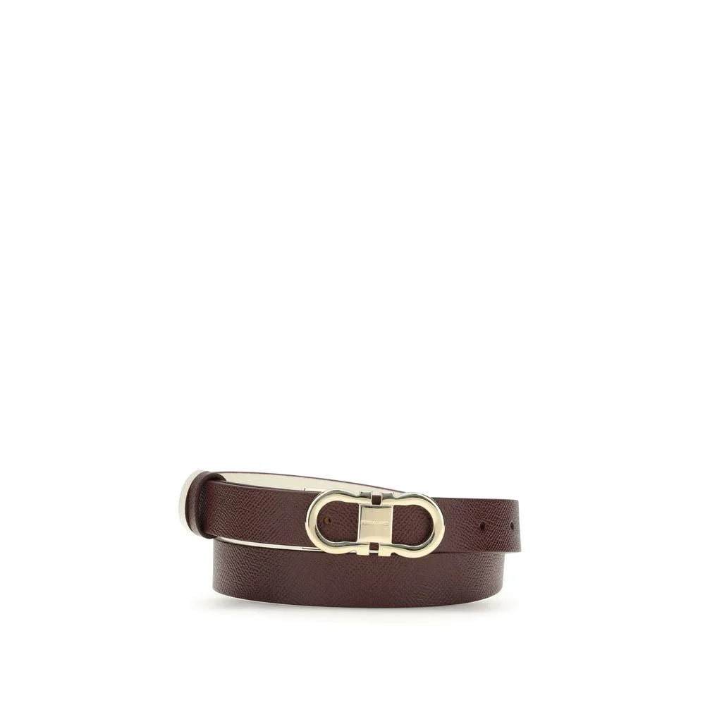 Ferragamo Brown Calf Leather Bos Taurus Thin Belt