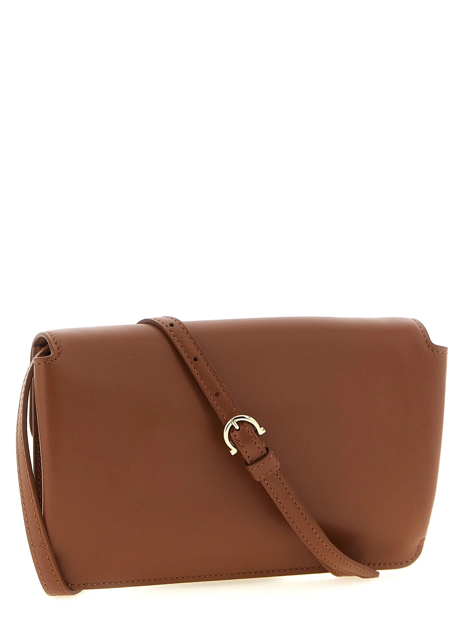 Ferragamo Brown Calfskin Clutch Bag