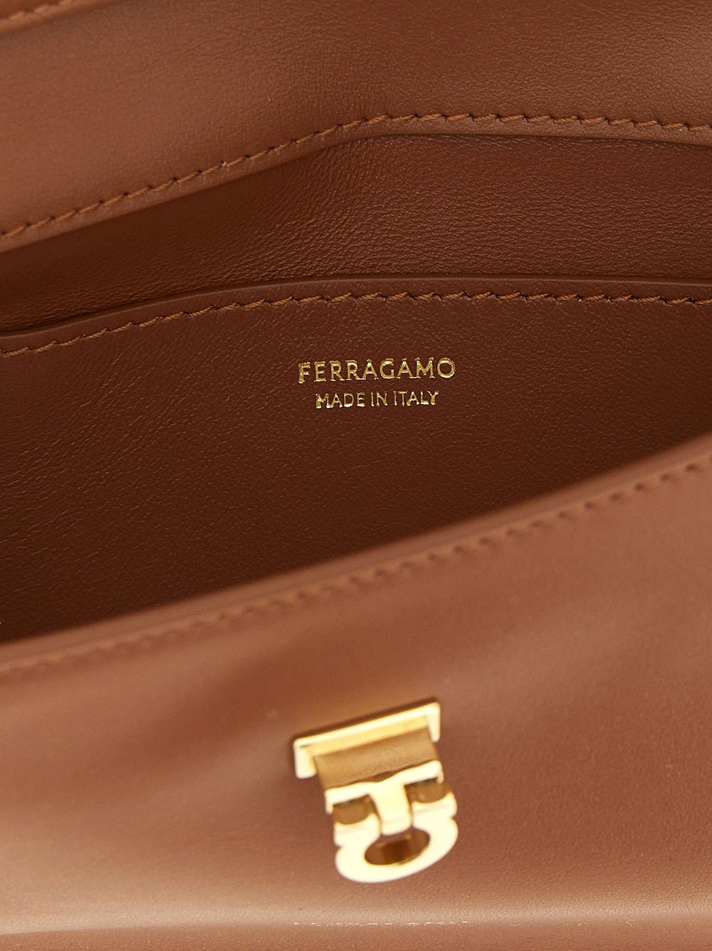 Ferragamo Brown Calfskin Clutch Bag