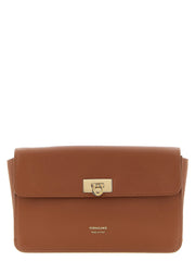 Ferragamo Brown Calfskin Clutch Bag