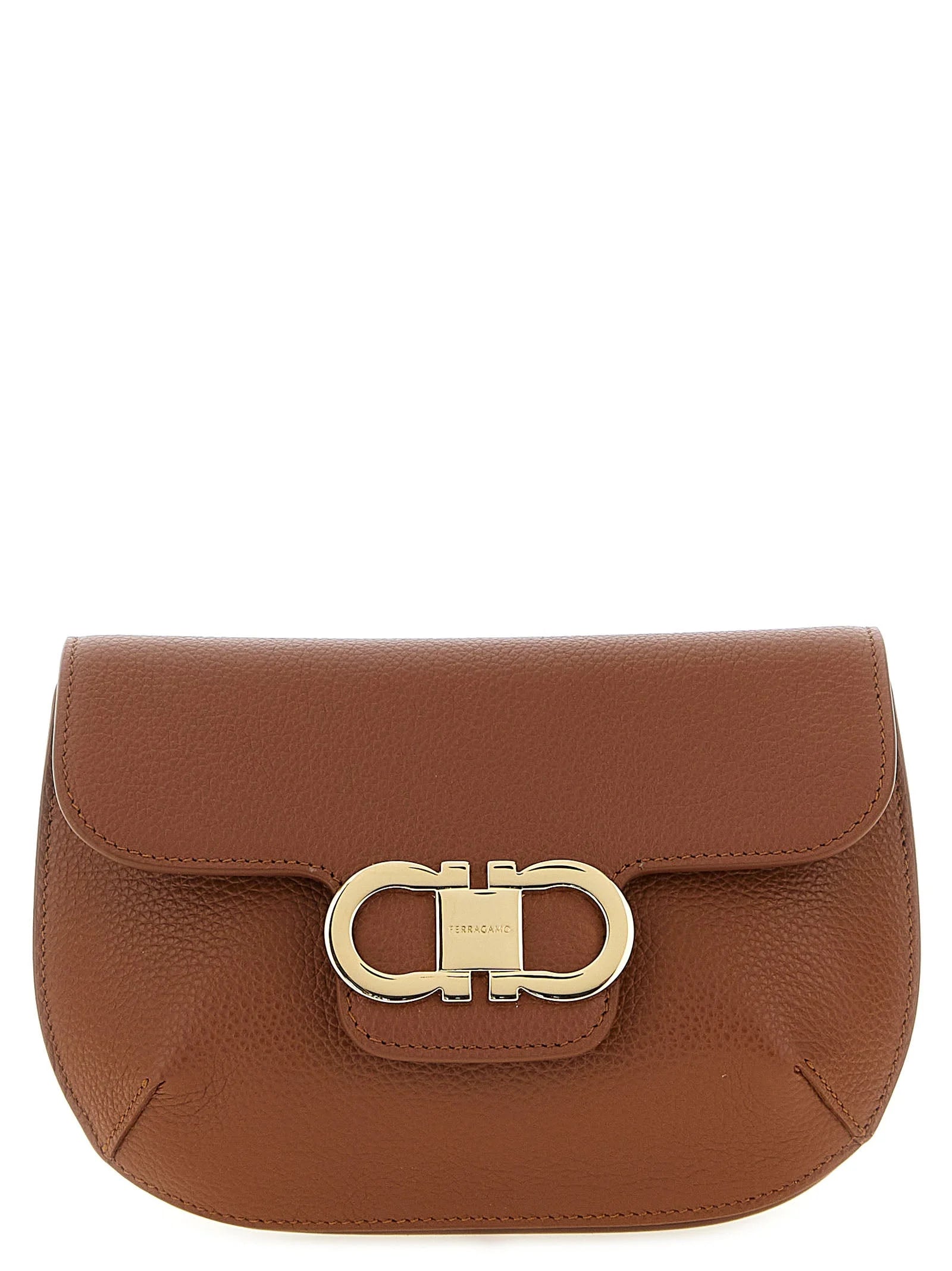 Ferragamo Brown Calfskin Crossbody Bag