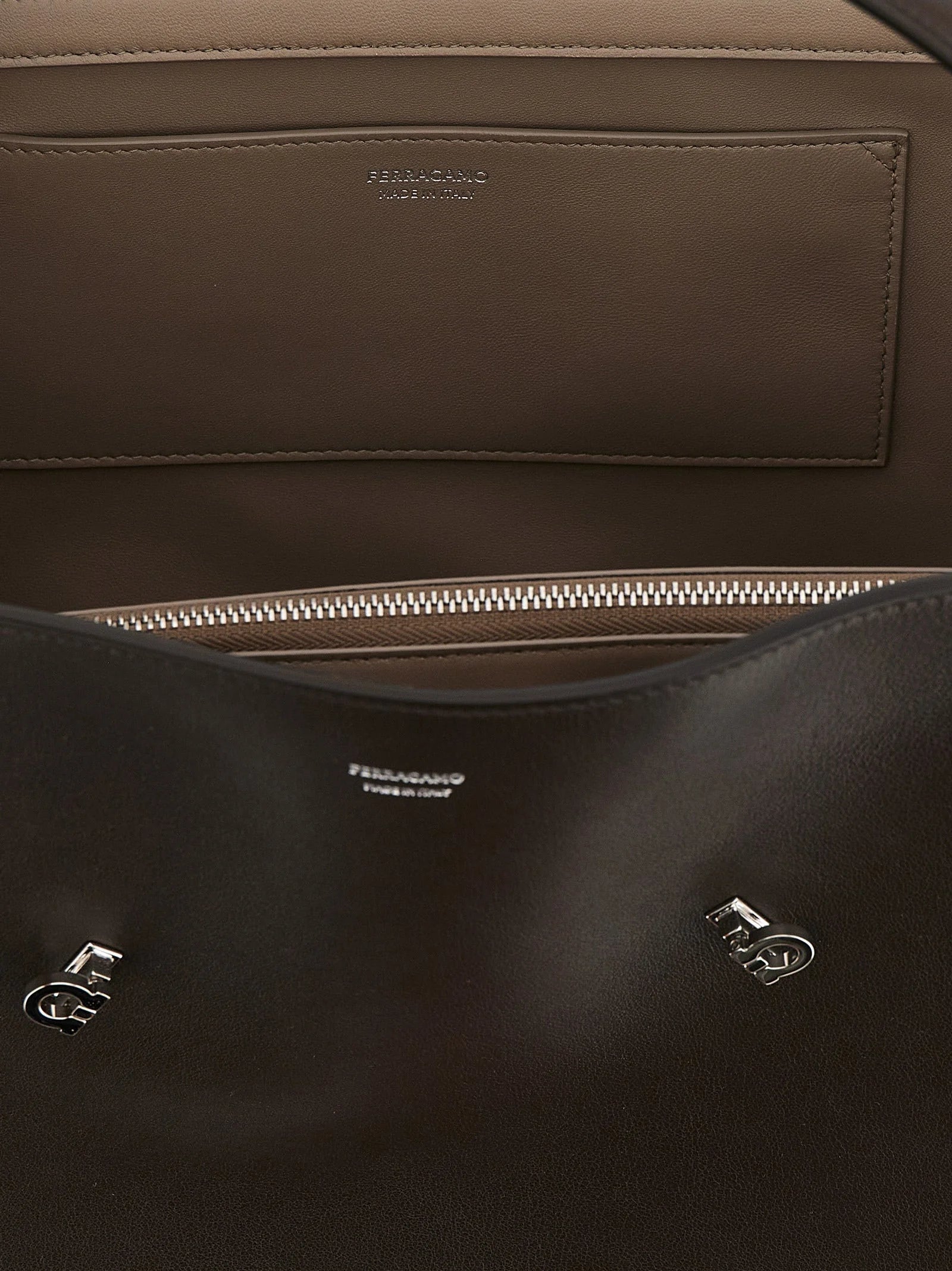 Ferragamo Brown Calfskin Shoulder Bag