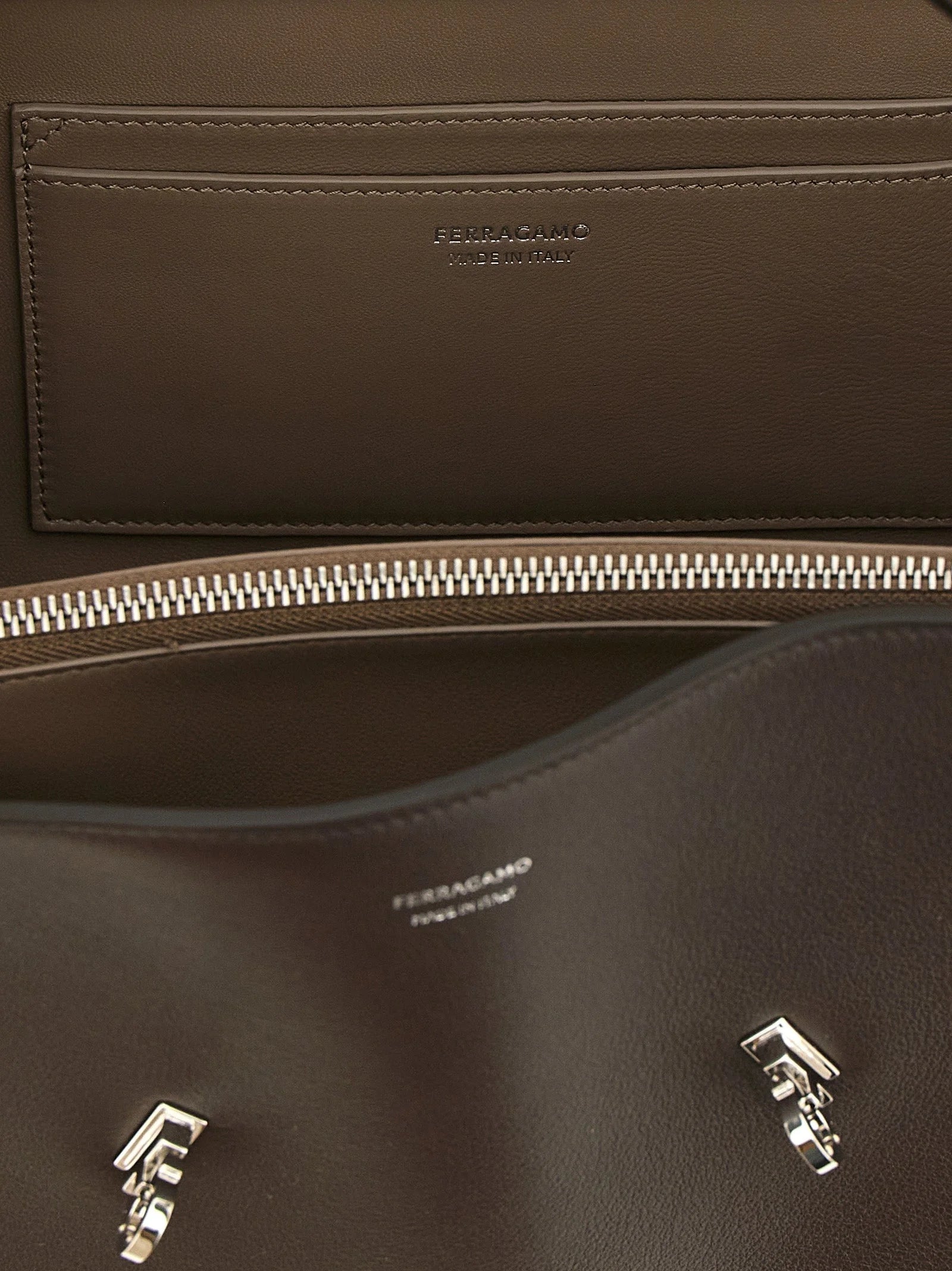 Ferragamo Brown Calfskin Shoulder Bag