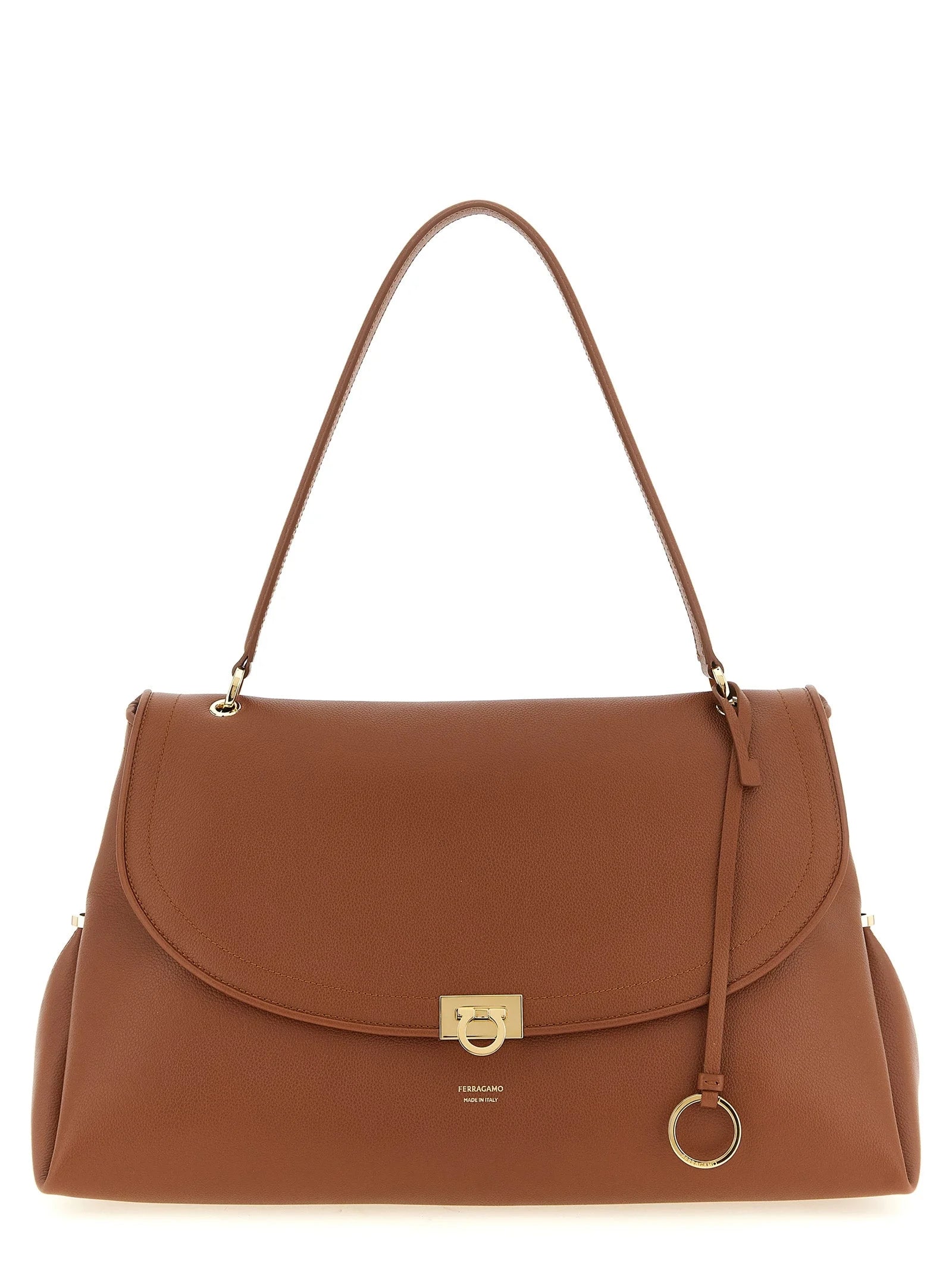 Ferragamo Brown Calfskin Shoulder Bag