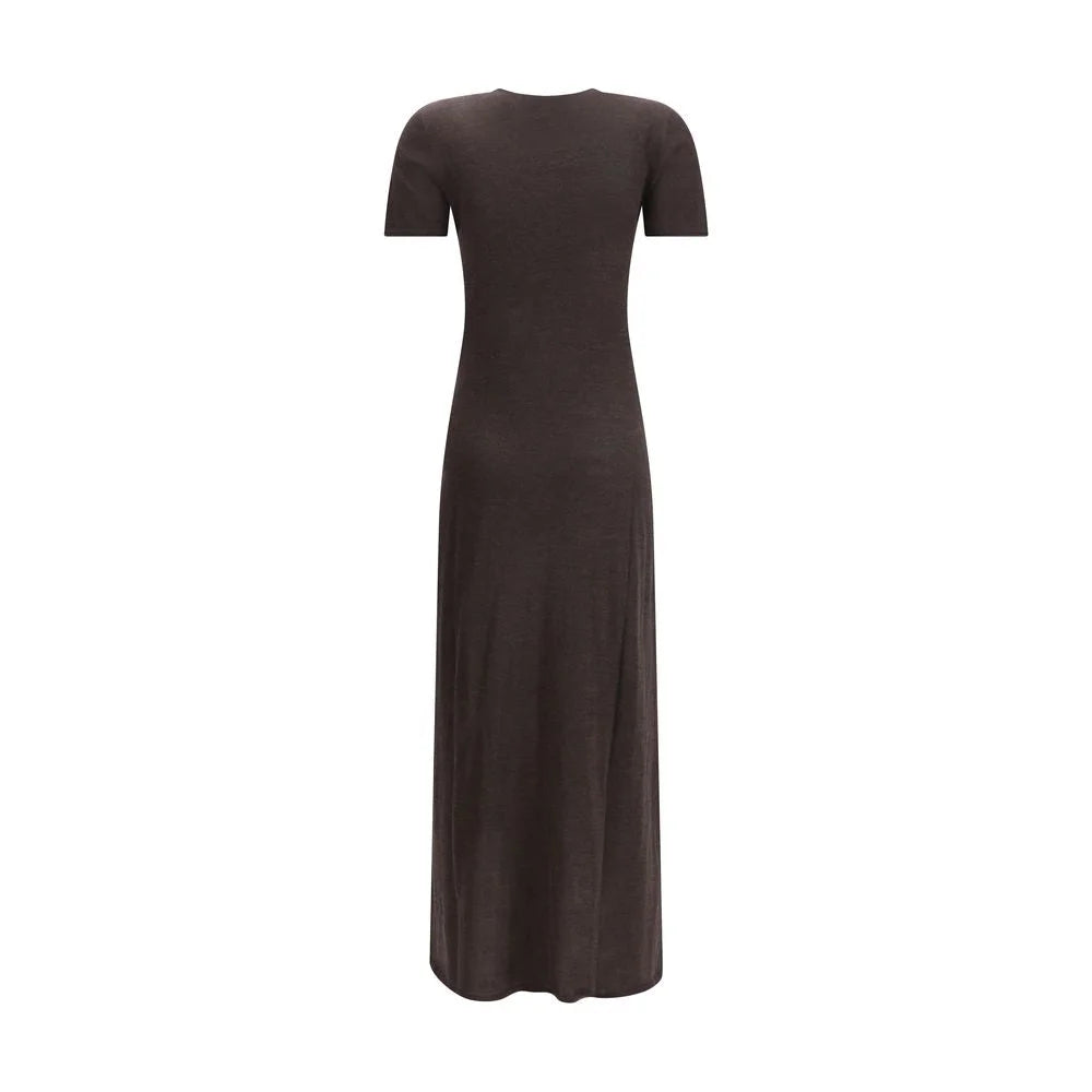Ferragamo Brown Fleece Wool Long Dress - S