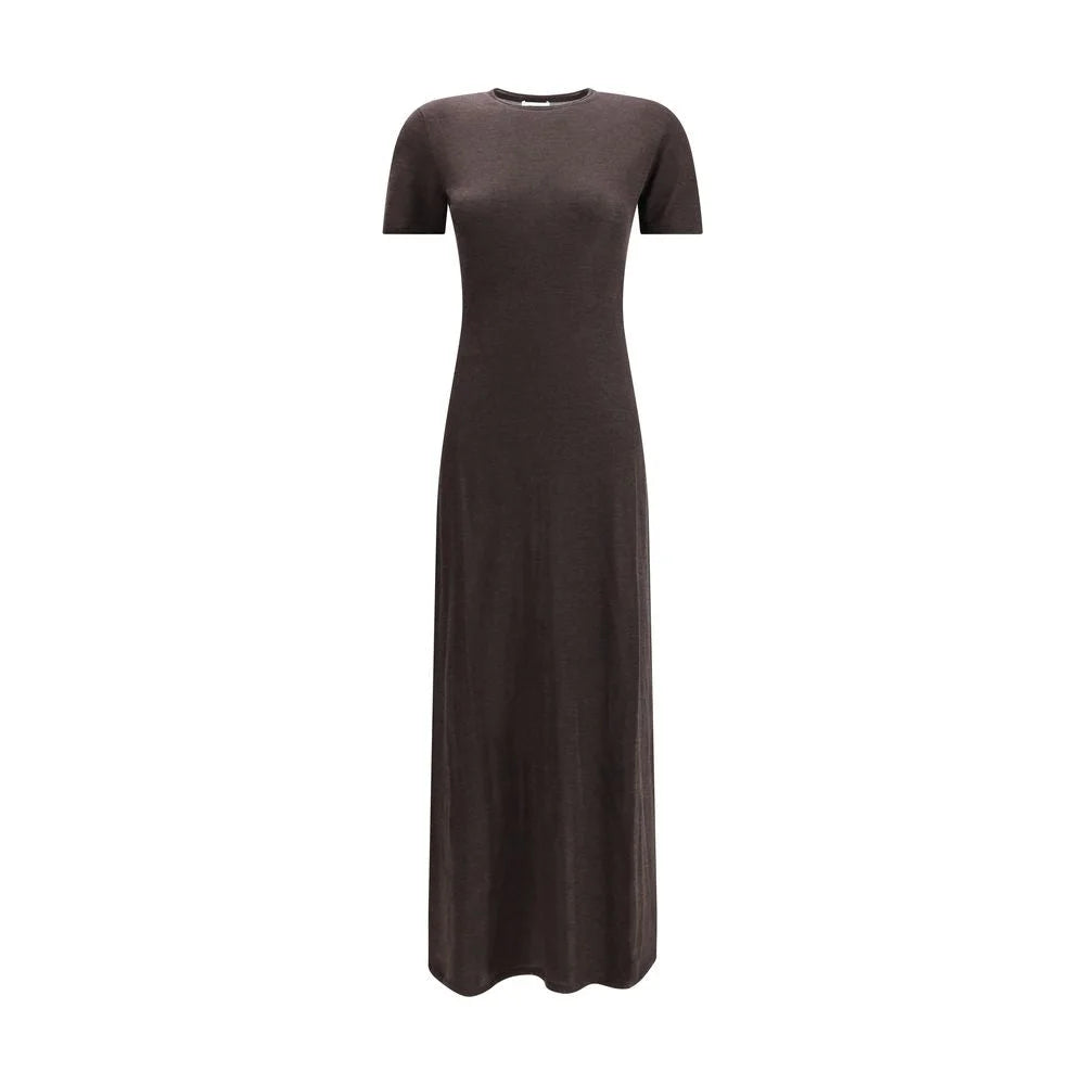 Ferragamo Brown Fleece Wool Long Dress - S