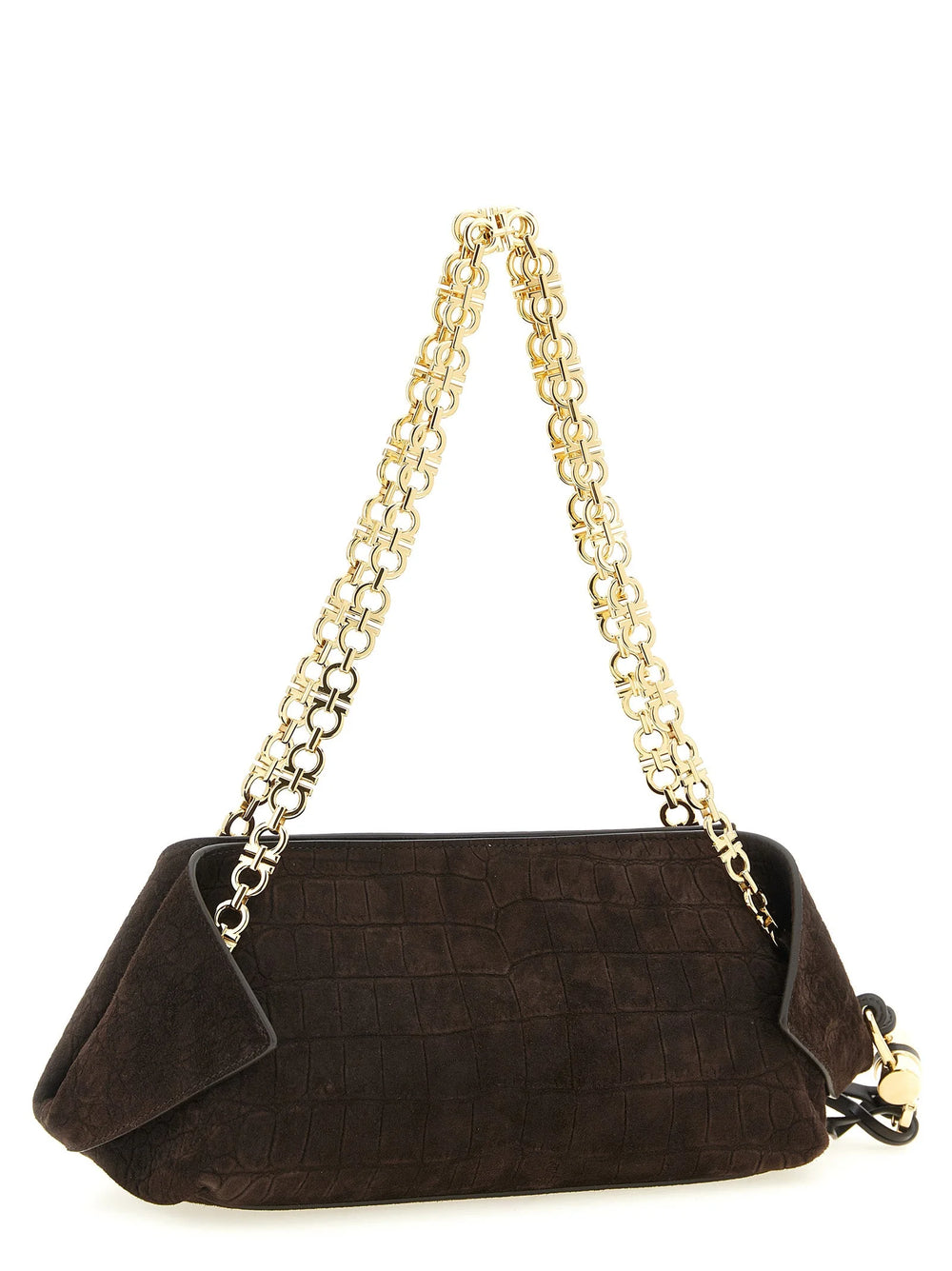 Ferragamo Brown Goatskin Shoulder Bag