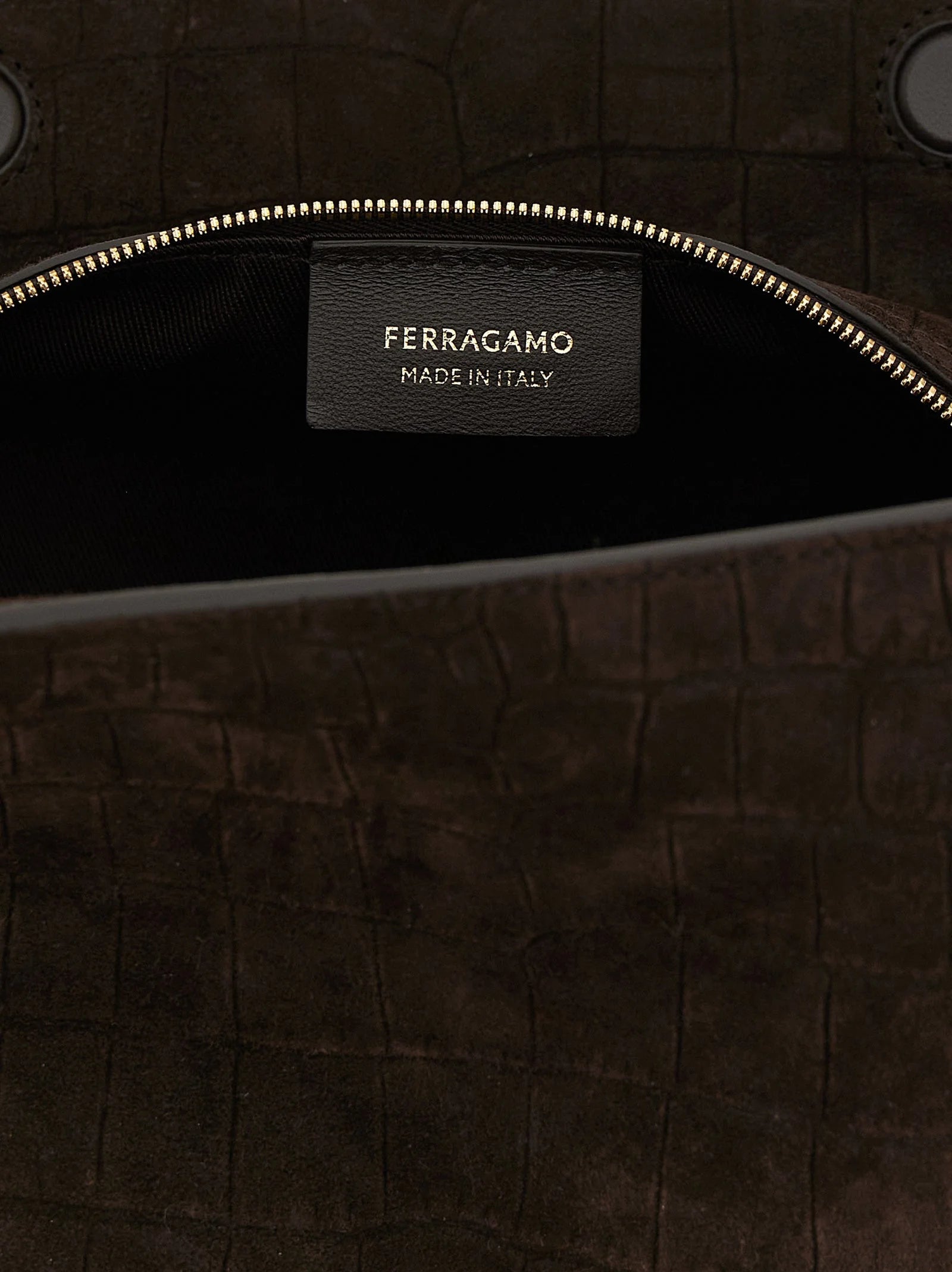 Ferragamo Brown Goatskin Shoulder Bag