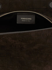 Ferragamo Brown Goatskin Shoulder Bag