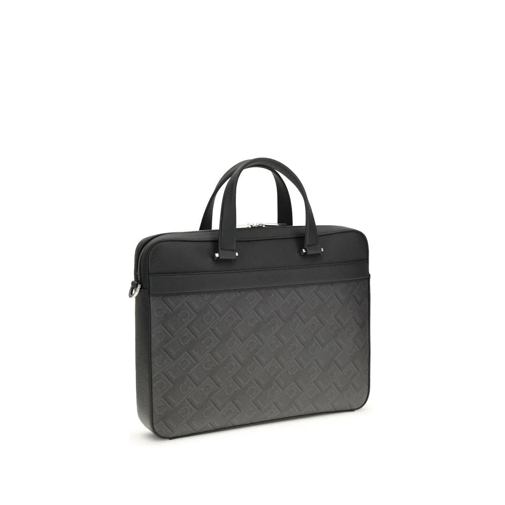Valise Ferragamo en cuir de veau gris Bos Taurus - Valises