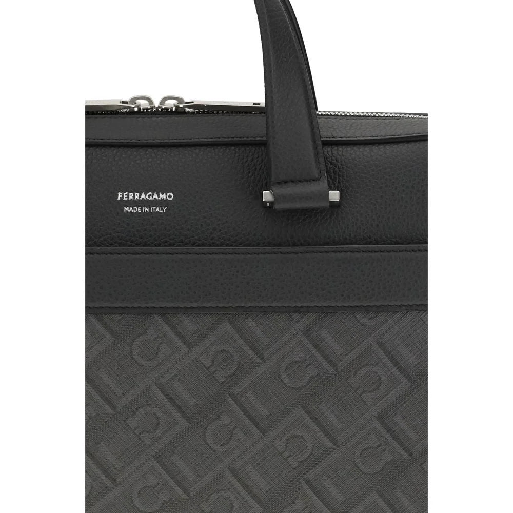 Valise Ferragamo en cuir de veau gris Bos Taurus - Valises