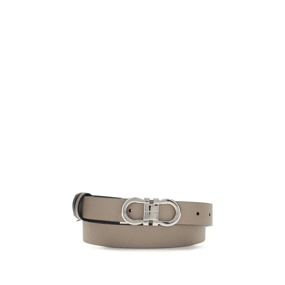 Ferragamo Gray Calf Leather Bos Taurus Regular Belt