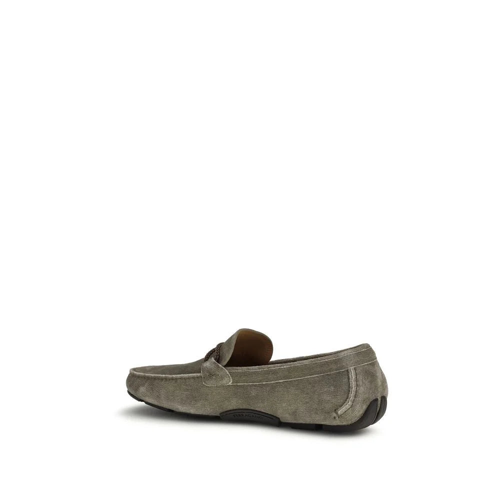 Ferragamo Sedý Teletí Kůže Bos Taurus Loafers