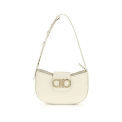 Ferragamo White Calf Leather Bos Taurus Shoulder Bag
