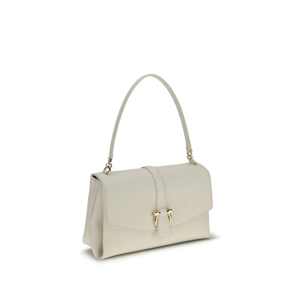 Ferragamo White Calf Leather Bos Taurus Shoulder Bag