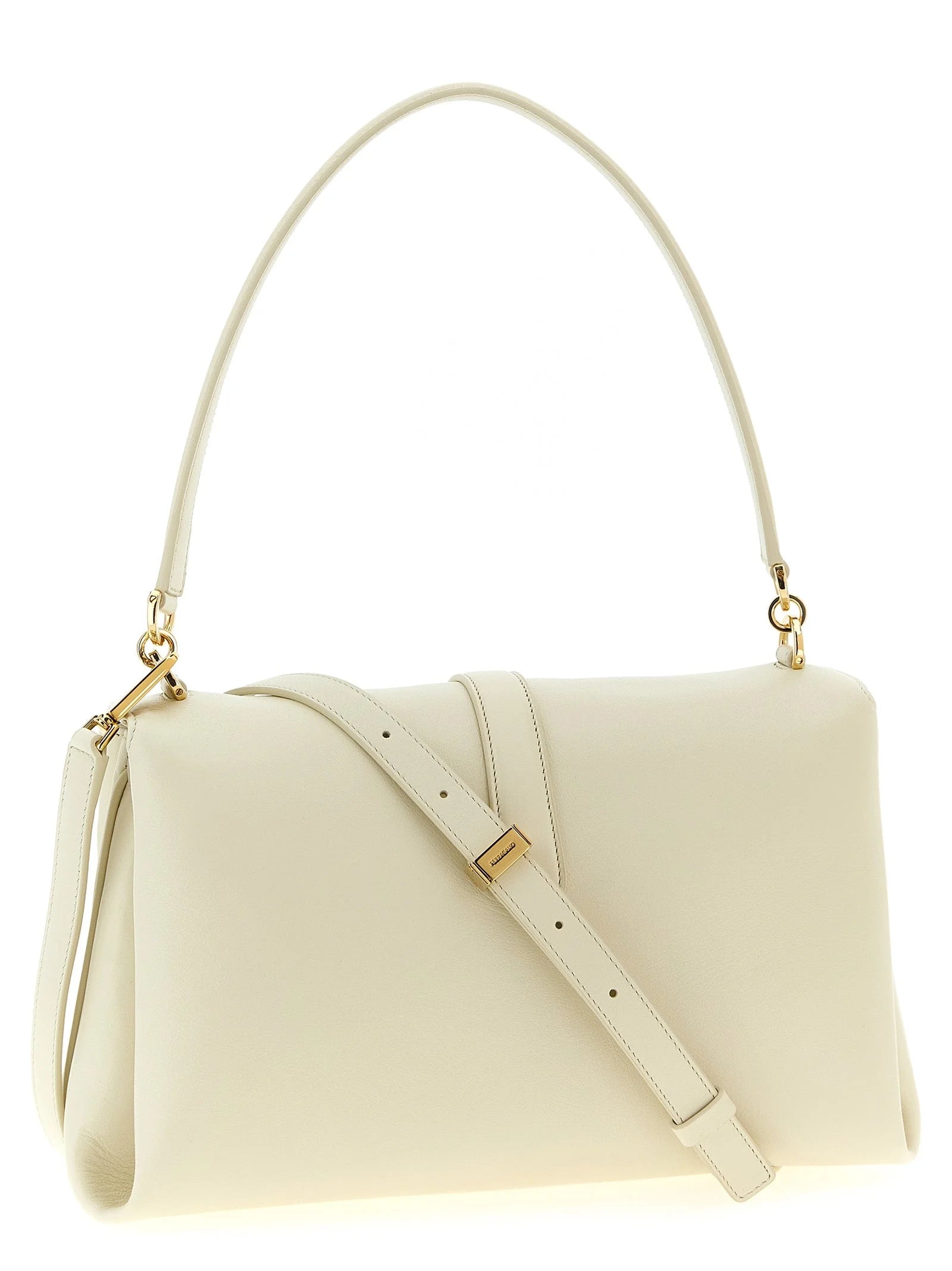 Ferragamo White Calfskin Shoulder Bag