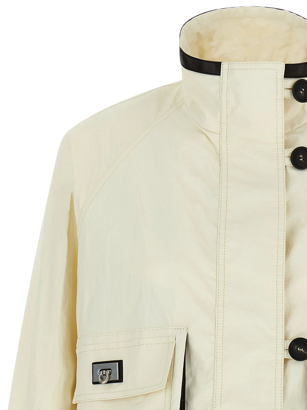 Ferragamo White Linen Full-Length Jacket - IT40