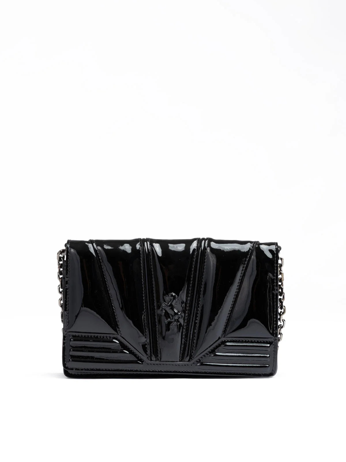 Ferrari Black GT patent leather bag with chain - Cross Body Bags