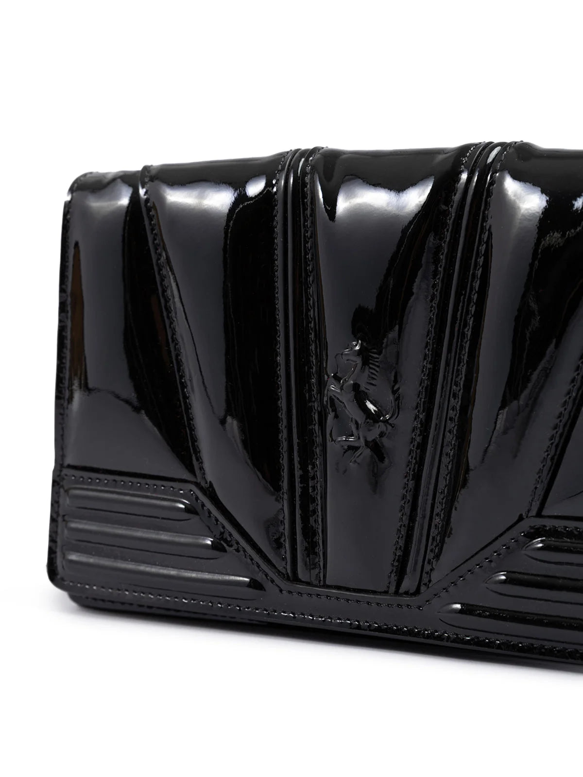 Ferrari Black GT patent leather bag with chain - Cross Body Bags