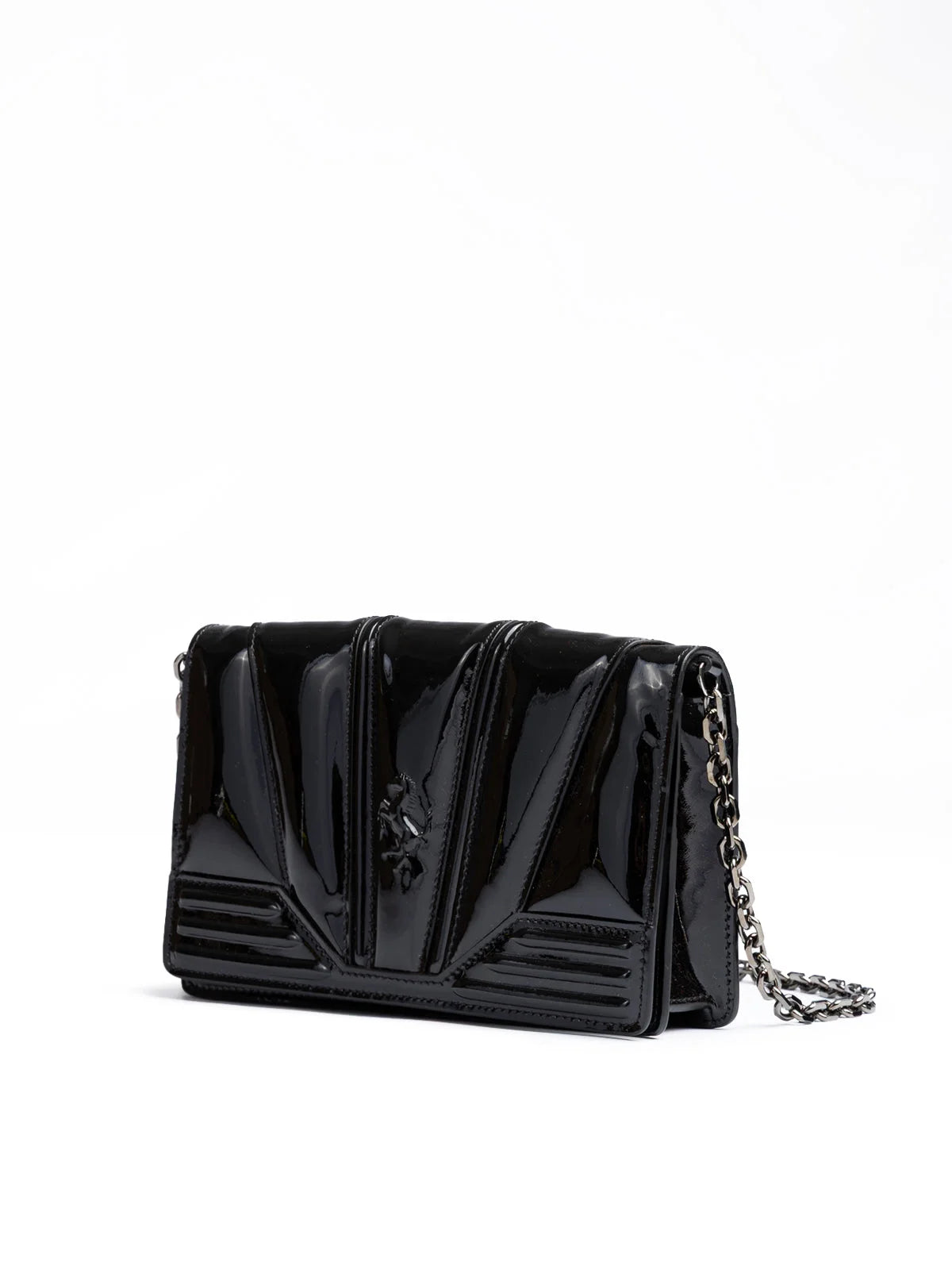 Ferrari Black GT patent leather bag with chain - Cross Body Bags