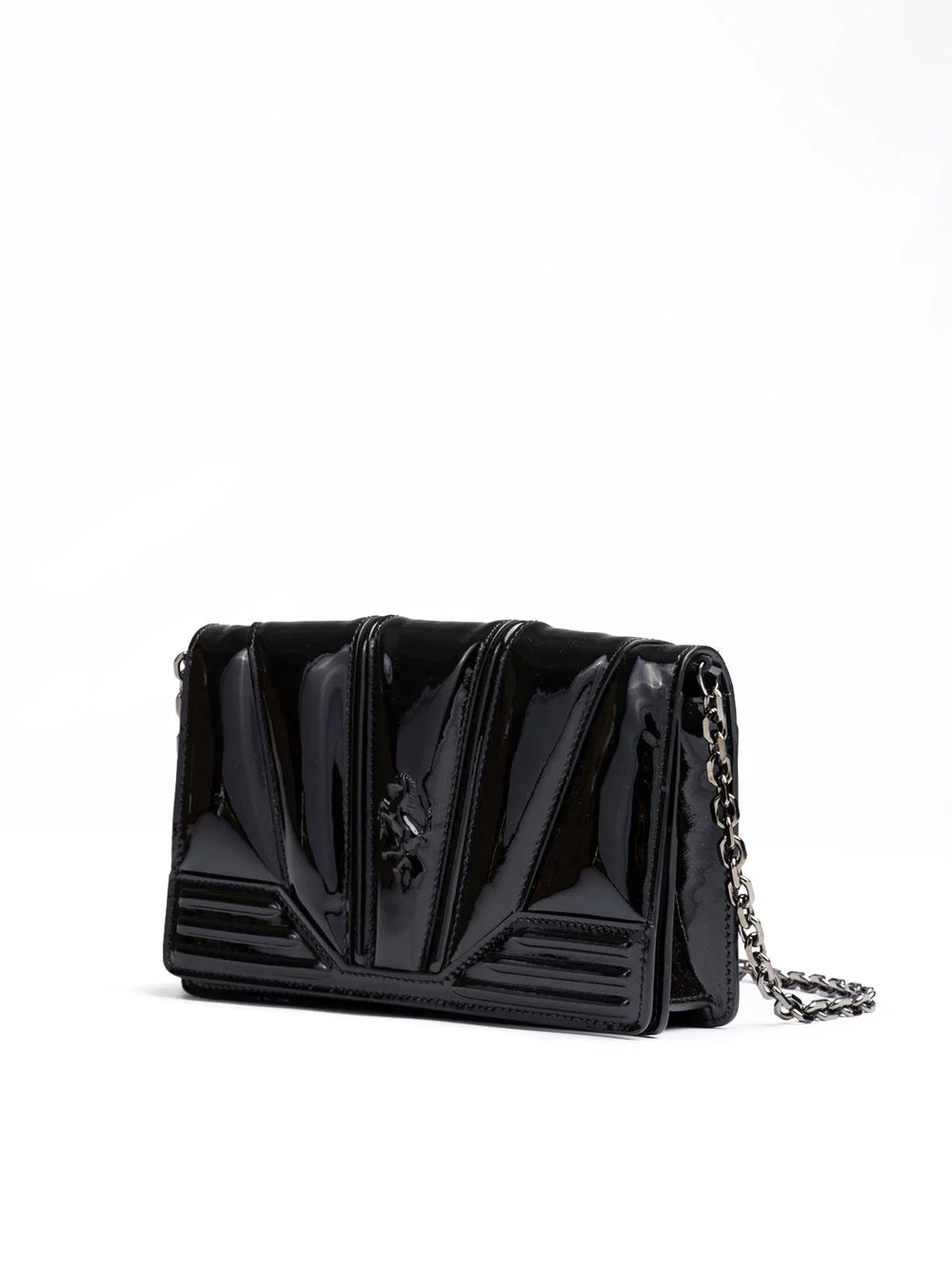 Ferrari Black GT patent leather bag with chain - Cross Body Bags