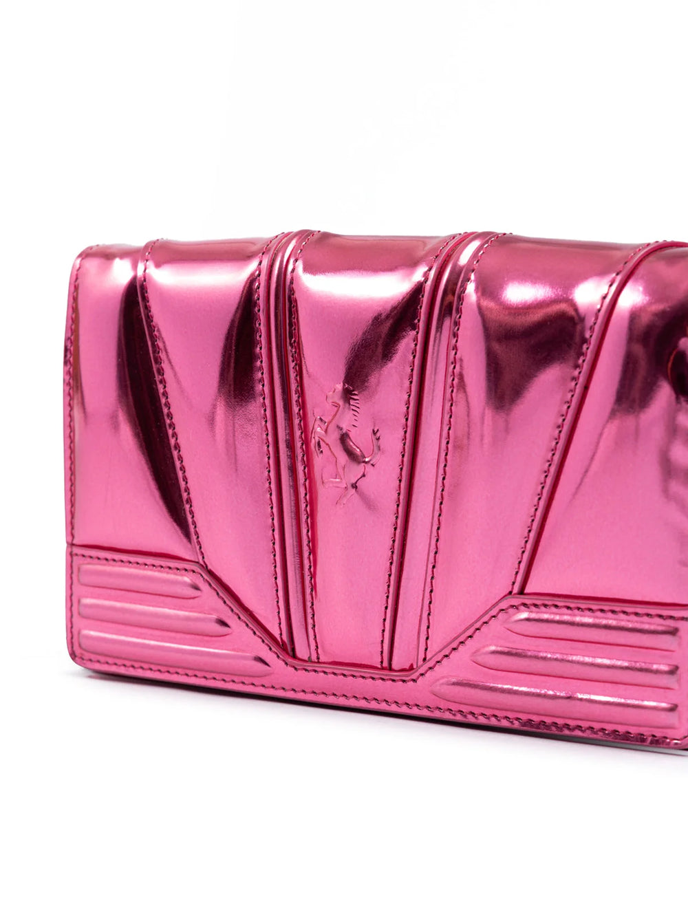 Ferrari Metal Pink GT patent leather bag with chain - Cross Body Bags