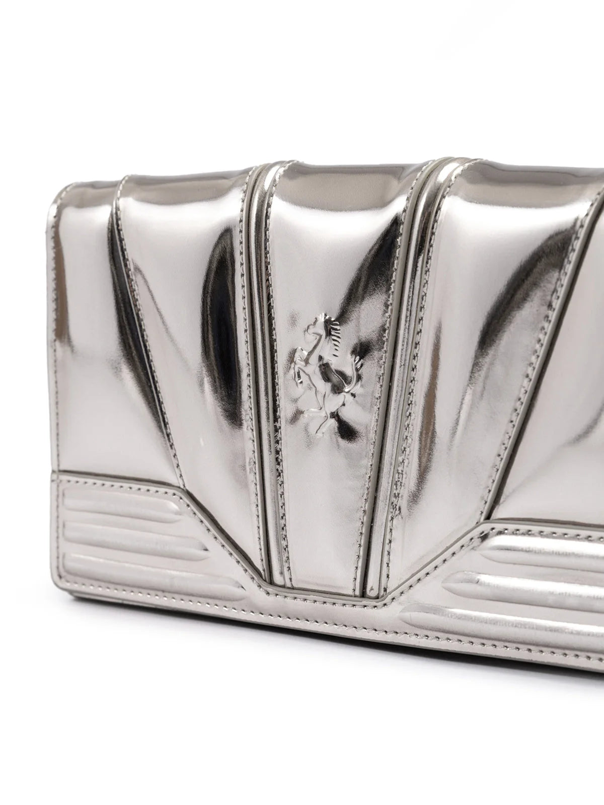 Ferrari Metal Silver GT patent leather bag with chain - Cross Body Bags
